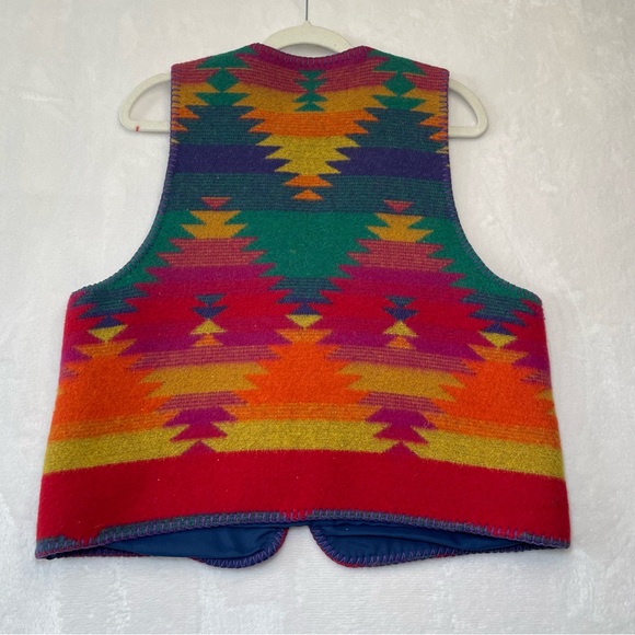 VTG Rhonda Stark Vest Women Sz L Southwest Wool Blend Western Aztec Pattern Boho - Picture 2 of 6